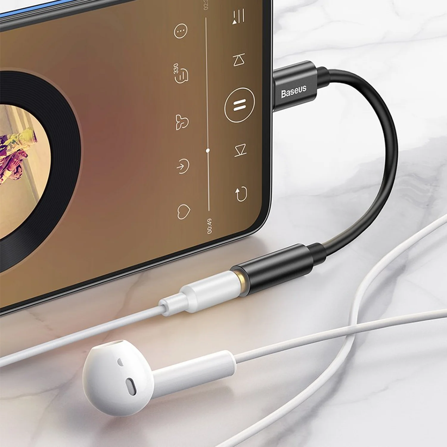 Adaptador Audífono Dac Usb C a 3.5mm De Aluminio Baseus CATL54-01 Negro - Image 4