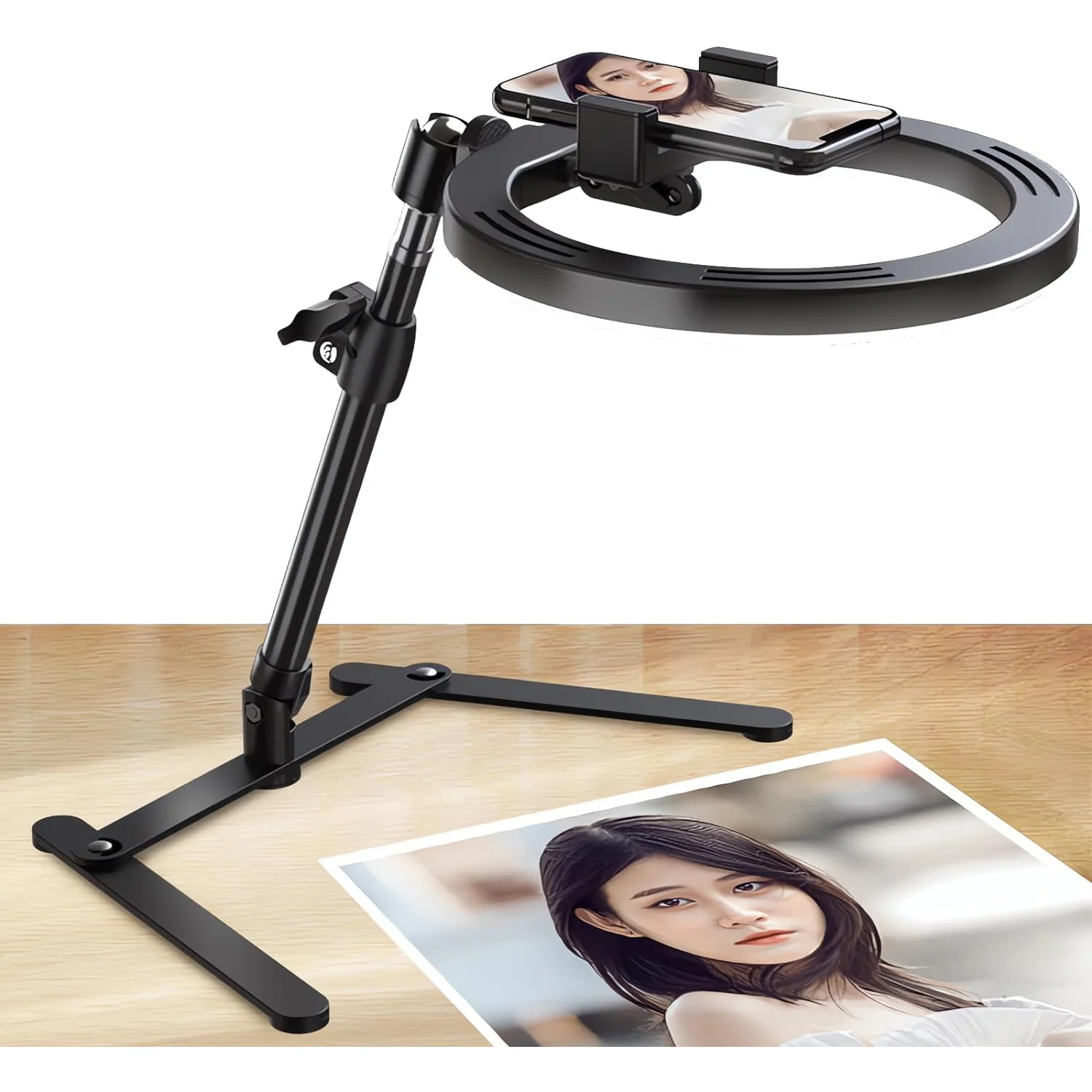 Aro de luz trípode de escritorio soporte de celular anillo de luz LED MM-F10 - Image 6