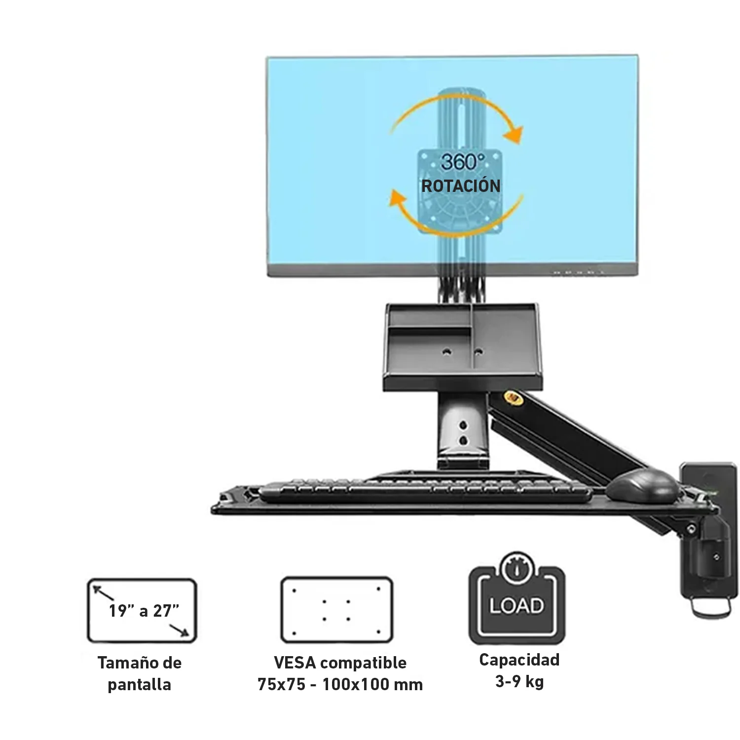 Brazo soporte rack giratorio de monitor 19 a 27 North Bayou MB32 - Image 4