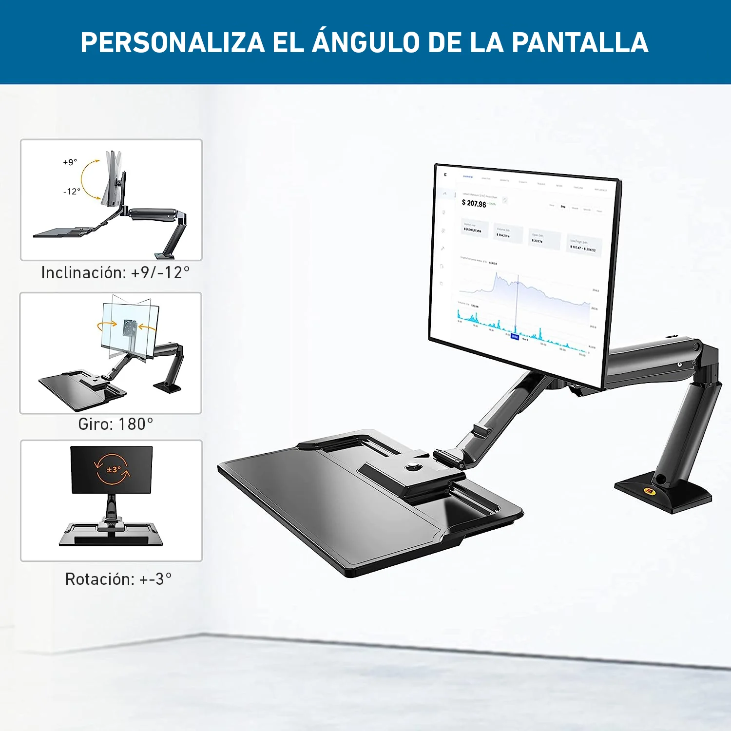 Brazo soporte rack giratorio de monitor 19 a 27 North Bayou MB32 - Image 5