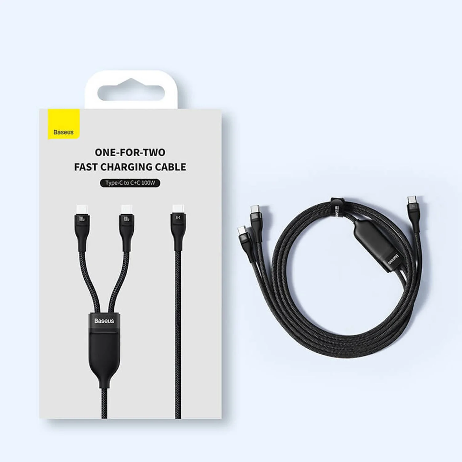 Cable Tipo C 2 en 1 carga rápida 100W 20v 5A Baseus CASS060001 - Image 4