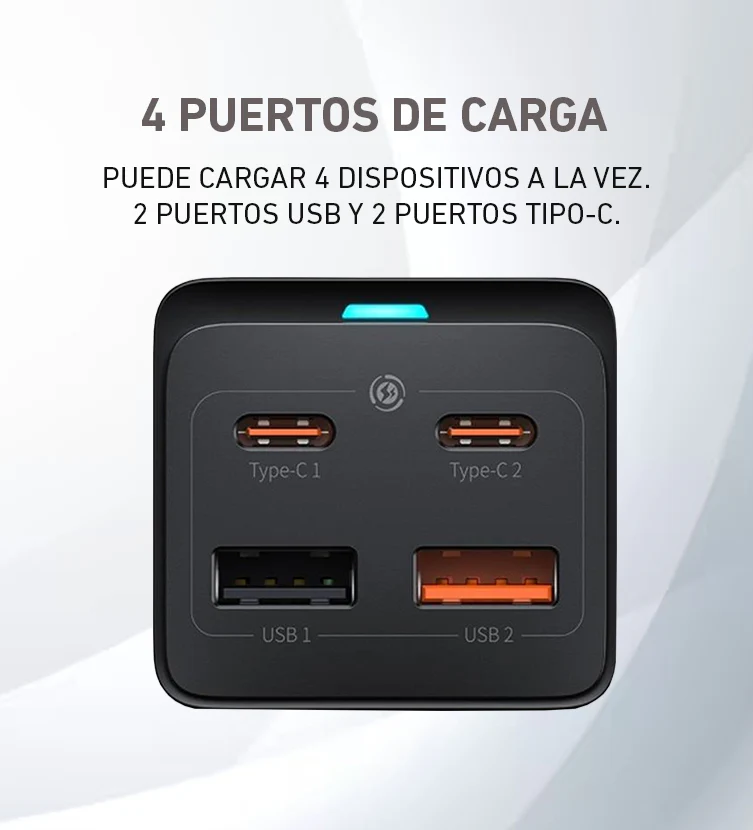 Cargador Baseus conector multi puertos carga rápida 65W PSZM000001 - Image 4