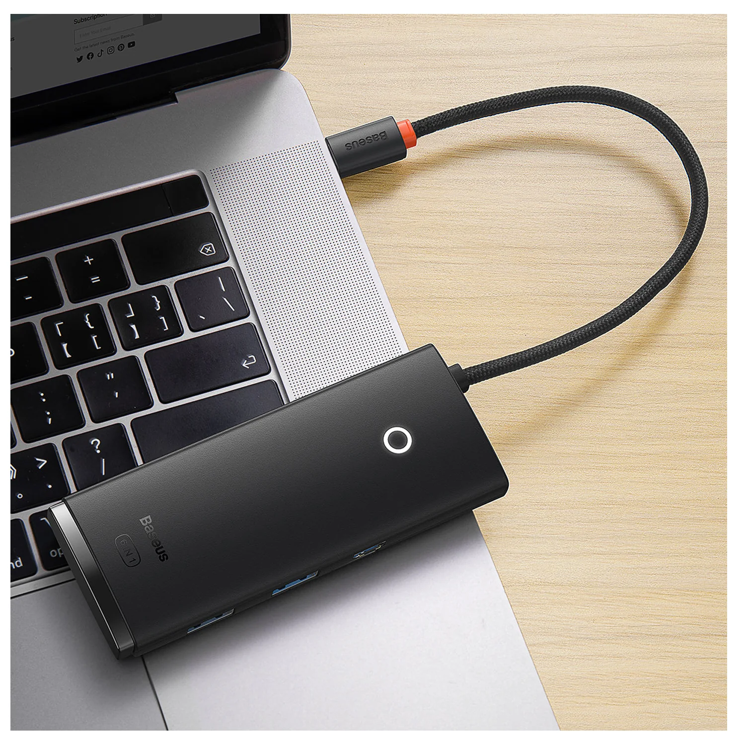 Adaptador Baseus Hub 6 en 1 Tipo C USB3.0 HDMI SD/TF WKQX050101 - Image 3