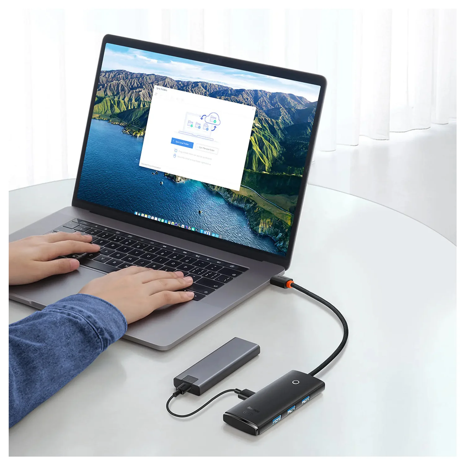 Adaptador Baseus Hub 6 en 1 Tipo C USB3.0 HDMI SD/TF WKQX050101 - Image 6