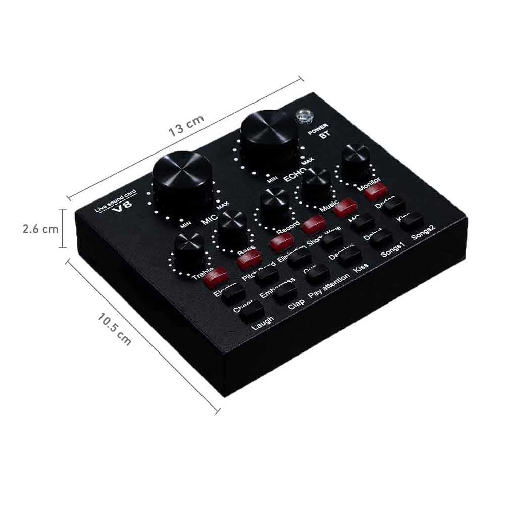 Interfaz de Audio Portátil Tarjeta de Sonido V8 para Celulares PC - Image 3