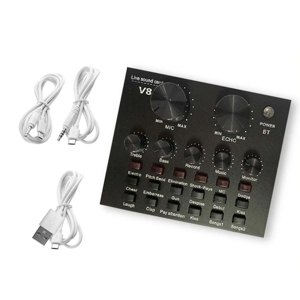 Interfaz de Audio Portátil Tarjeta de Sonido V8 para Celulares PC - Image 4