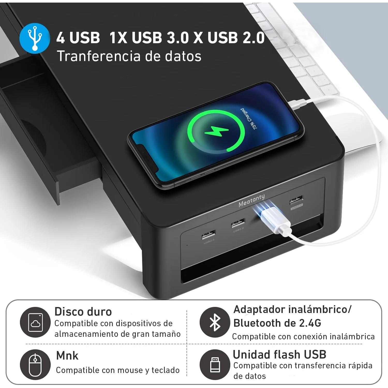 Mesa soporte multifunción 4 USB para Monitor Vaydeer con cajones ZGJ111 - Image 3