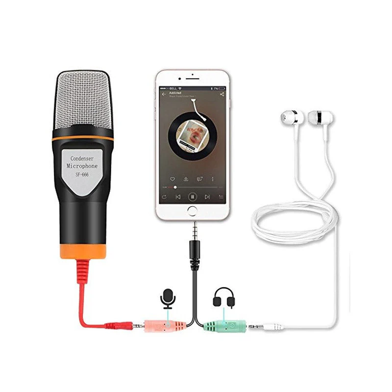 Micrófono condensador 3.5mm Semi profesional SF666 Negro - Image 4