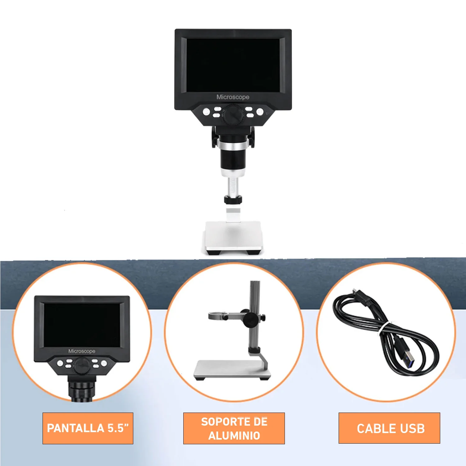 Microscopio digital 1000X pantalla 5.5" LCD 10MP G5 - Image 4