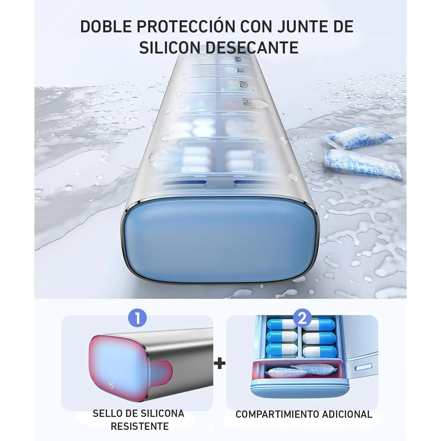 Pastillero diario Vaydeer organizador de pastillas Aluminio PB1012 - Image 4