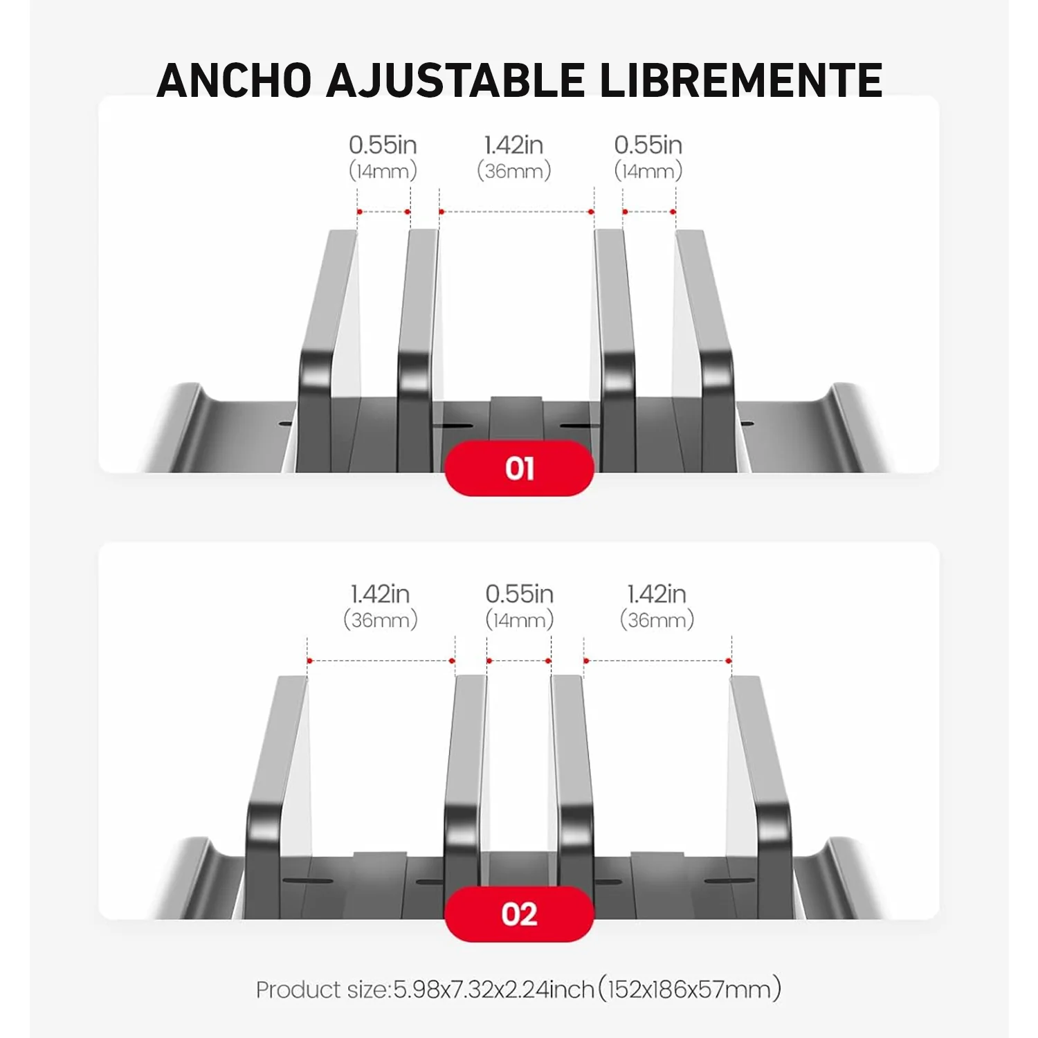 Soporte vertical Vaydeer SZ2S031 para portátil de 3 ranuras diseño 5 en 1 - Image 6